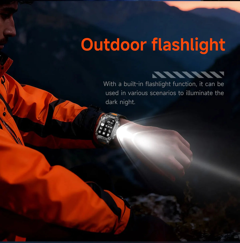 2026 New Built-in 1400mAh Super Large Battery Men Smart Watch Outdoor GPS 2.01"AMOLED Screen 10ATM Waterproof BT Call Smartwatch