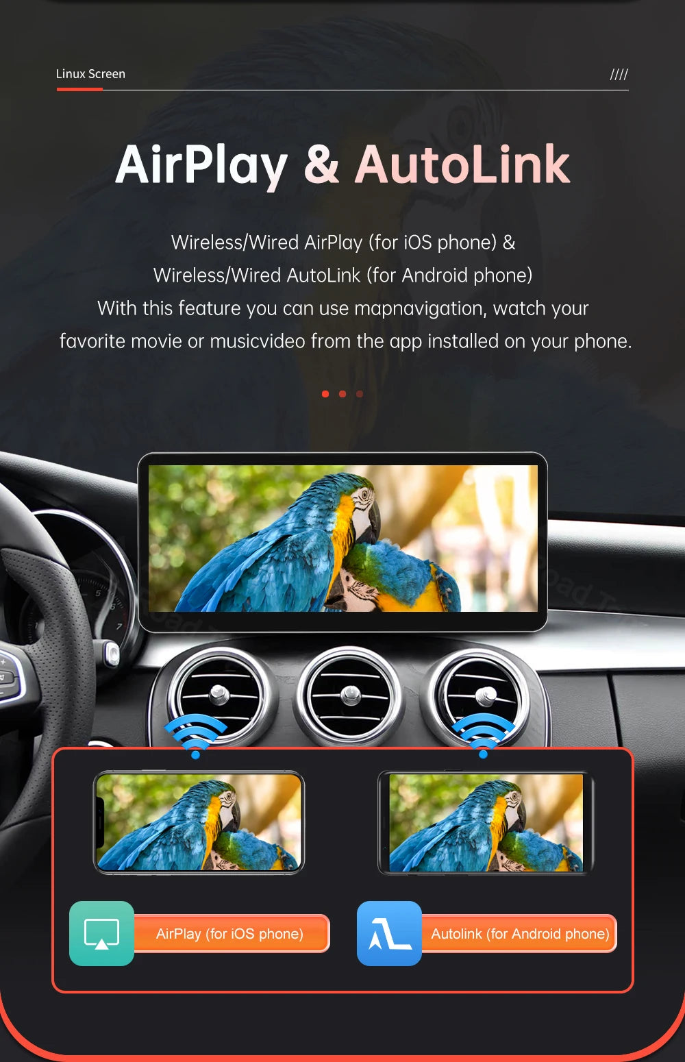 Wireless CarPlay Android Auto Multimedia Screen for Mercedes-Benz C Class W205 GLC V Class W447 A W176 CLA GLA 2015-2018 NTG5.0