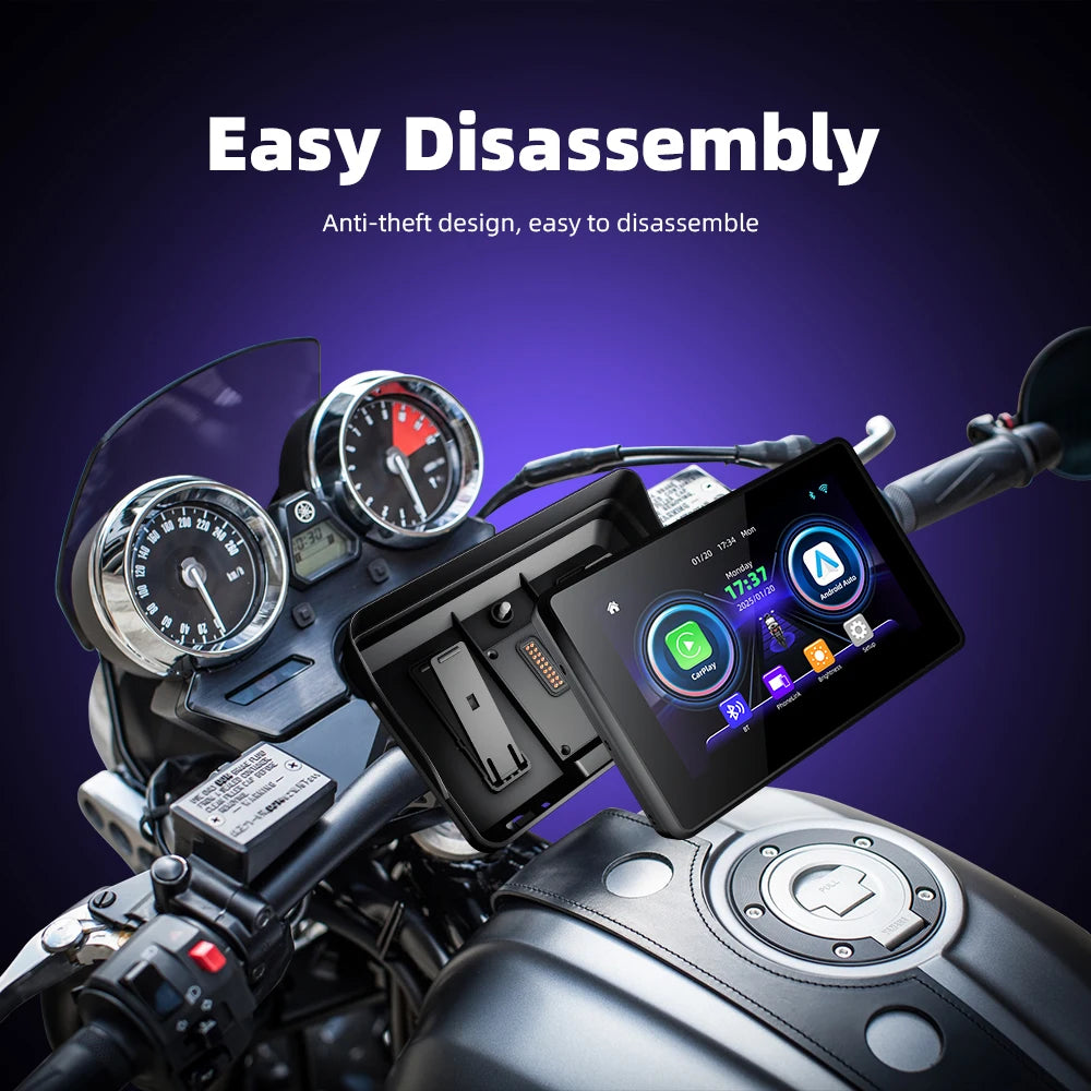 EKIY 5.0" Wireless CarPlay Moto Android Auto Portable Digital Motorcycle Dashboard GPS Navigation Screen For BMW R1200GS R1250GS