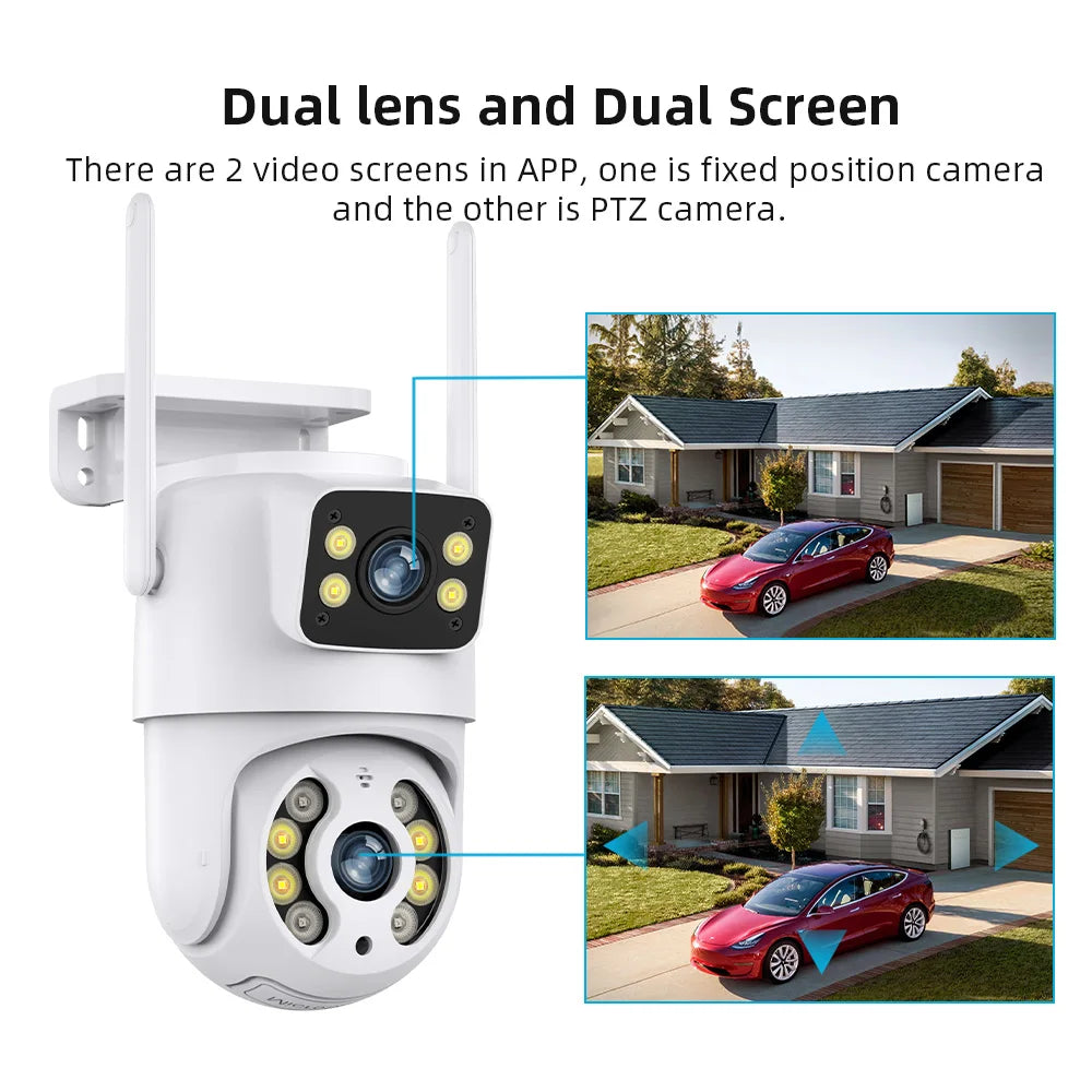 Tuya 8MP WIFI IP Camera PTZ Dual Lens Dual Screen Manual Detection Full Color Night Vision Outdoor Security Surveillance Camera
