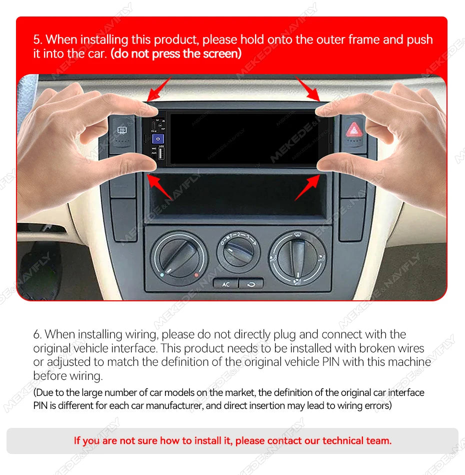 1Din Wireless CarPlay Android AUTO HD touch screen Universal 6.86'' Car Radio FM Stereo MP5 multimedia player BT TF port Camera