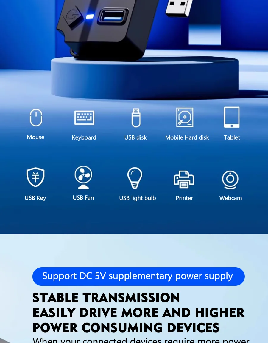 JUMPEAK 4 Port 7 Port USB Hub USB3.0 Expander Docking Station Splitter With Power Adapter With Switch For Laptop PC Multi-Device