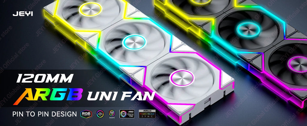 JEYI 12CM ARGB PC Fans Hydro Bearing Fan Infinity Mirror 30dB(A) cooling fan 5V3pin PWM 800-2000RPM Forward/Reverse Blade Fan