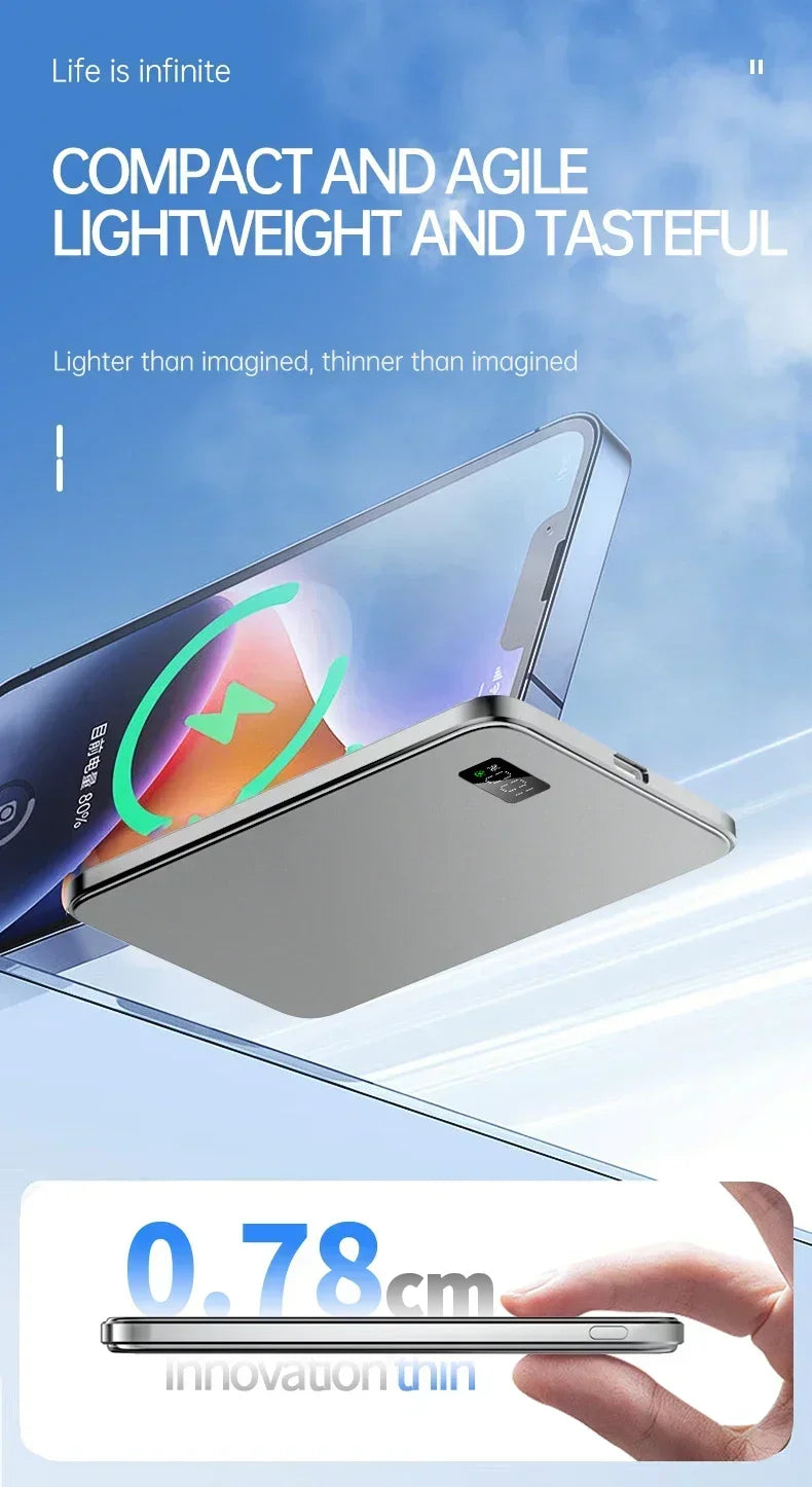 Lenovo CCC Power Bank 50000mAh For MagSafe Slim Magnetic Wireless Power Bank 22.5W External Portable Battery For iPhone Samsung