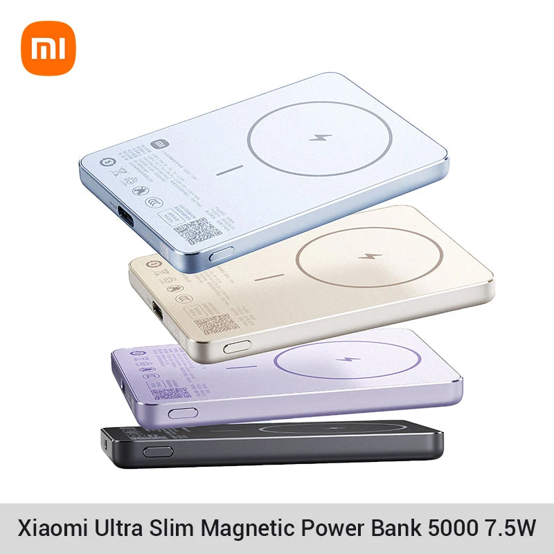 Xiaomi Ultra Slim Magnetic Power Bank 5000mAh WPB0507S Qi 7.5W Wireless Charger for Xiaomi 14 15 iPhone 15 16 MagSafe Charging