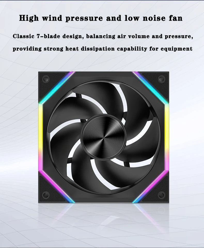 ICE Whale IW-12 Computer PC Case Fan 120mm ARGB 4Pin PWM Cooling Fan Motherboard Sync 61.5CFM/2000RPM CPU Cooler Ventilator