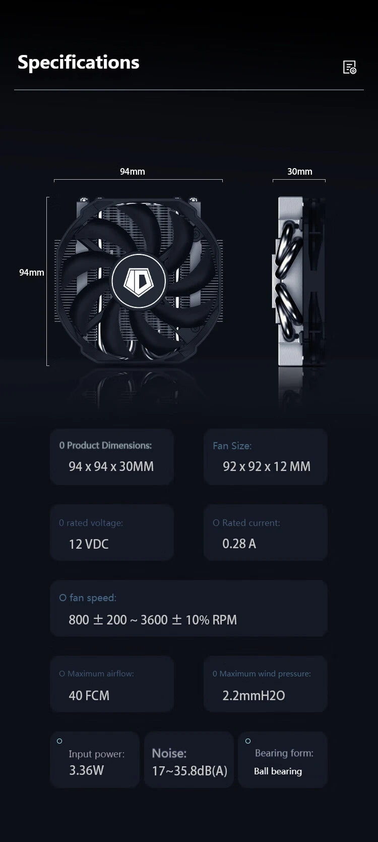 ID-COOLING IS-30i 4 Heat Pipes CPU Cooler 4Pin PWM 3600RPM Fan for Intel LGA1700/1200/115X & ITX Small Case