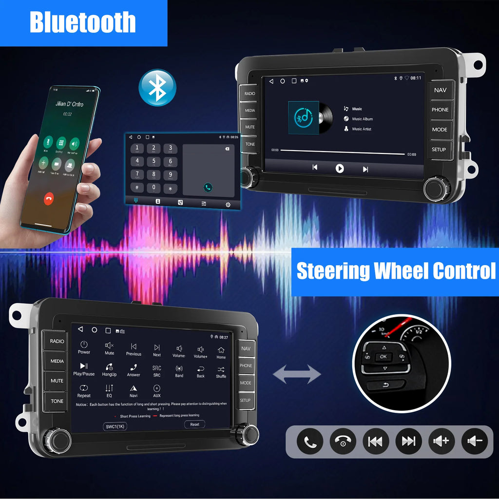 ESSGOO 7" Android 14 4G+64G Apple Carplay ChatGPT Car Stereo GPS WIFI RDS BT for VW Golf 5 6 Passat Polo Touran Tiguan Caddy EOS