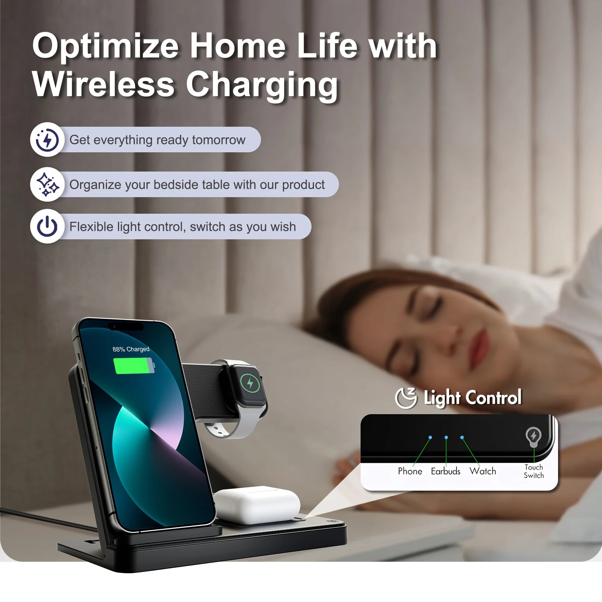 3 In 1 Magnetic Wireless Charger Stand 15W Fast Charging Dock Station Multiple Devices for iPhone 15 14 13 8 Apple Watch Airpods