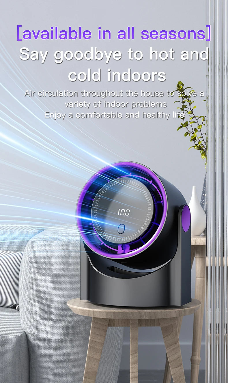 TINSOL New Desktop Electric Fan Air Circulator, Wireless Portable Home Silent Ventilator Suitable for Desktop Wall and Ceiling