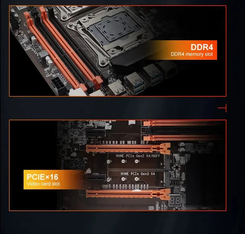 SOYO X99 Dual CPU Gaming Motherboard Set lntel Xeon E5 2680 V4&DDR4 64GB (4*16GB) LGA2011-3 M.2 NVME for Server Computer Host