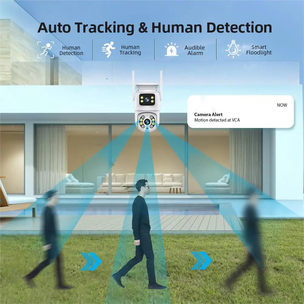 Tuya 8MP WIFI IP Camera PTZ Dual Lens Dual Screen Manual Detection Full Color Night Vision Outdoor Security Surveillance Camera