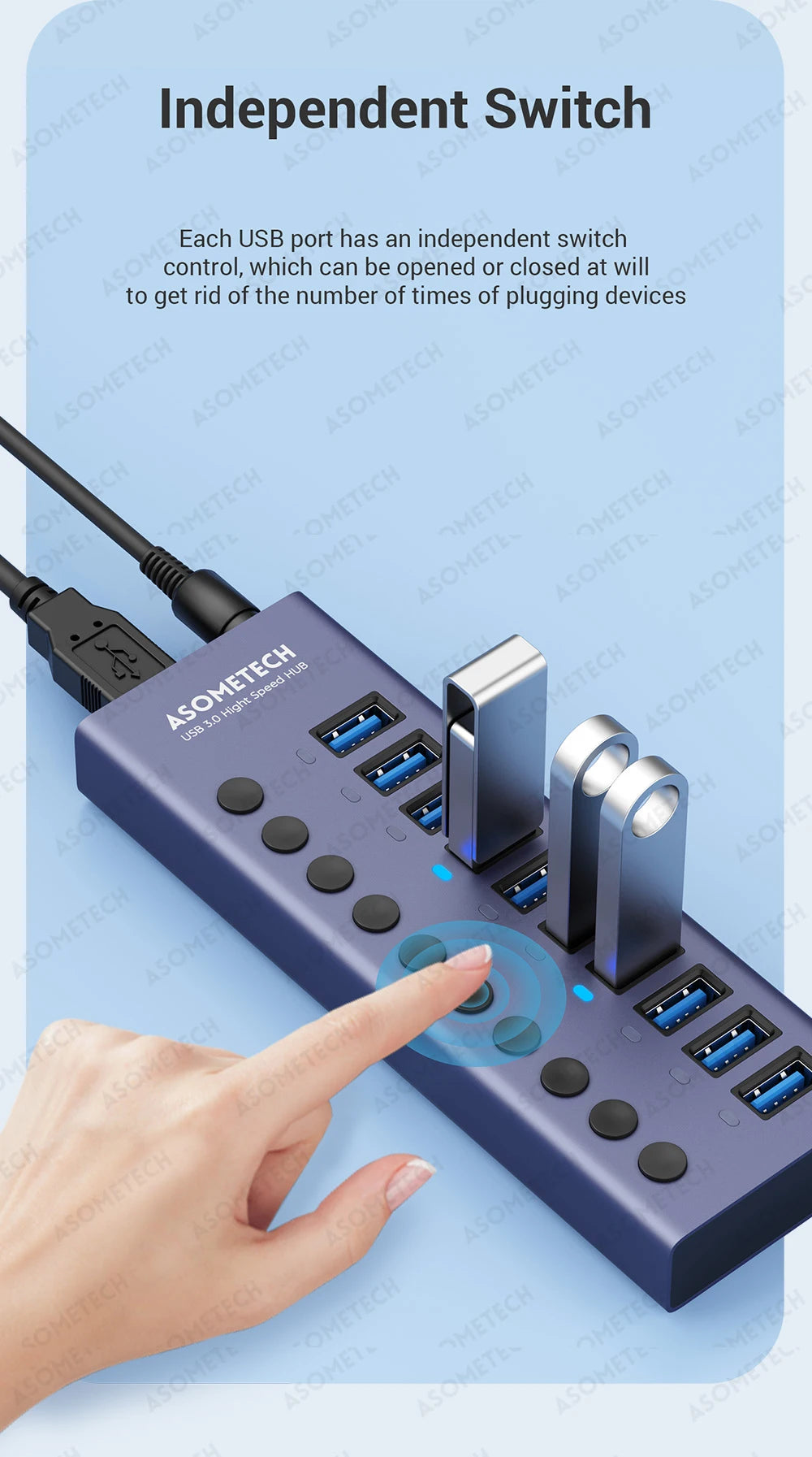 4/7/10 Ports Hub Usb 3 0 Multi USB Splitter with Switch Power Adapter Multi usb Extender for Laptop Accessories MacBook Splitter