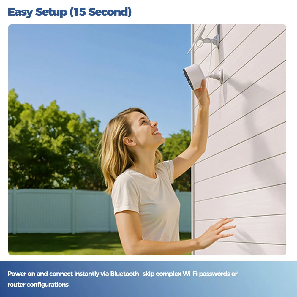 ALEVIO 2.5K Outdoor Solar Surveillance Camera WiFi Wireless Security Camera Ultra Standby AI Detection Color Vision Battery Cam