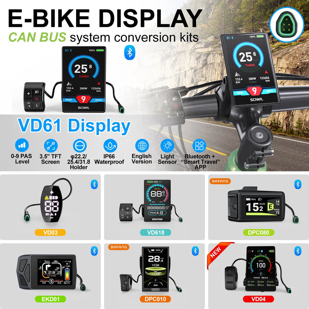 BAFANG CAN Display Electric Bike Computer DPC010 VD618 EKD01 Bluetooth Bafang CAN BUS Protocol Motors 5Pin Male Ebike Conversion