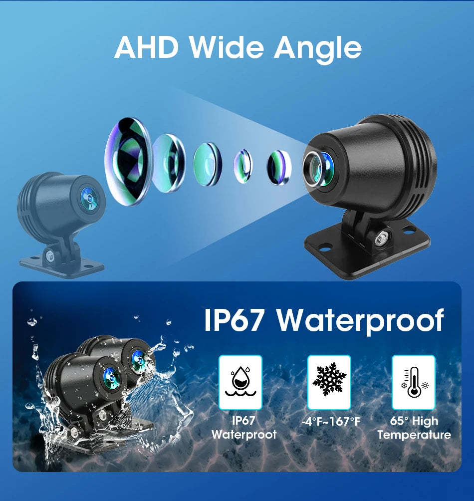 Jansite 8.1 Inch 4K Motorcycle CarPlay Screen 4K Dash Cam Wireless Android Auto Bluetooth GPS Navigation IPX7 Waterproof Display