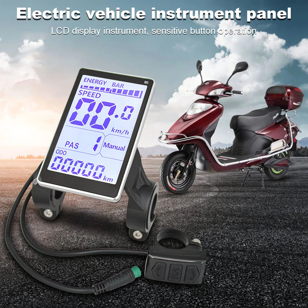 E-bike Display 24-48V Electric Bike LCD Display Meter Waterproof Electric Scooter Panel Screen for Mountain Electric Bike Parts