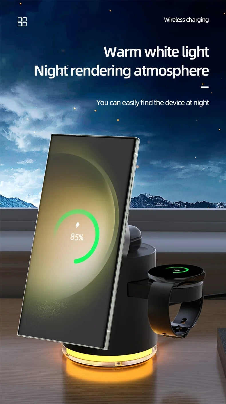 4 in 1 Foldable Fast Charging Station Qi2 15W Magnetic Wireless Charger for Magsafe iPhone16/15/14/13/12 Apple Watch AirPods Pro