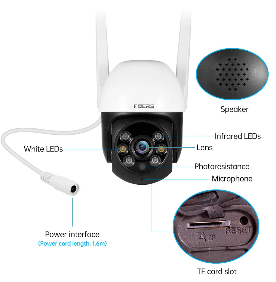 Fuers 8MP 4K IP Camera Outdoor Home Security Auto Tracking AI Human Detection WIFI CCTV Surveillance Camera Work With Tuya Smart