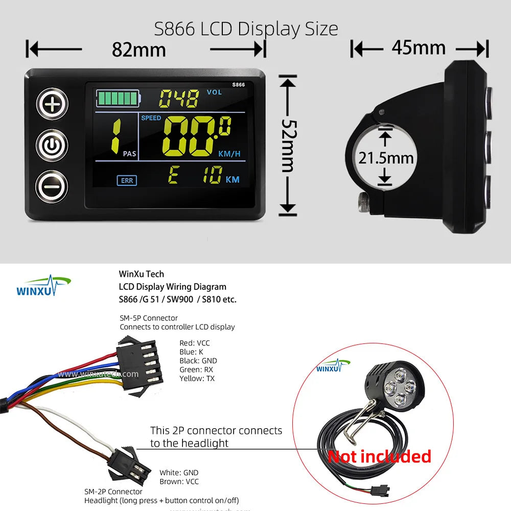 36V 48V 60V 25A 500W 750W E-bike Brushless Motor Sine Wave Controller S866 LCD Color Display for Electric Mountain Bike Scooter