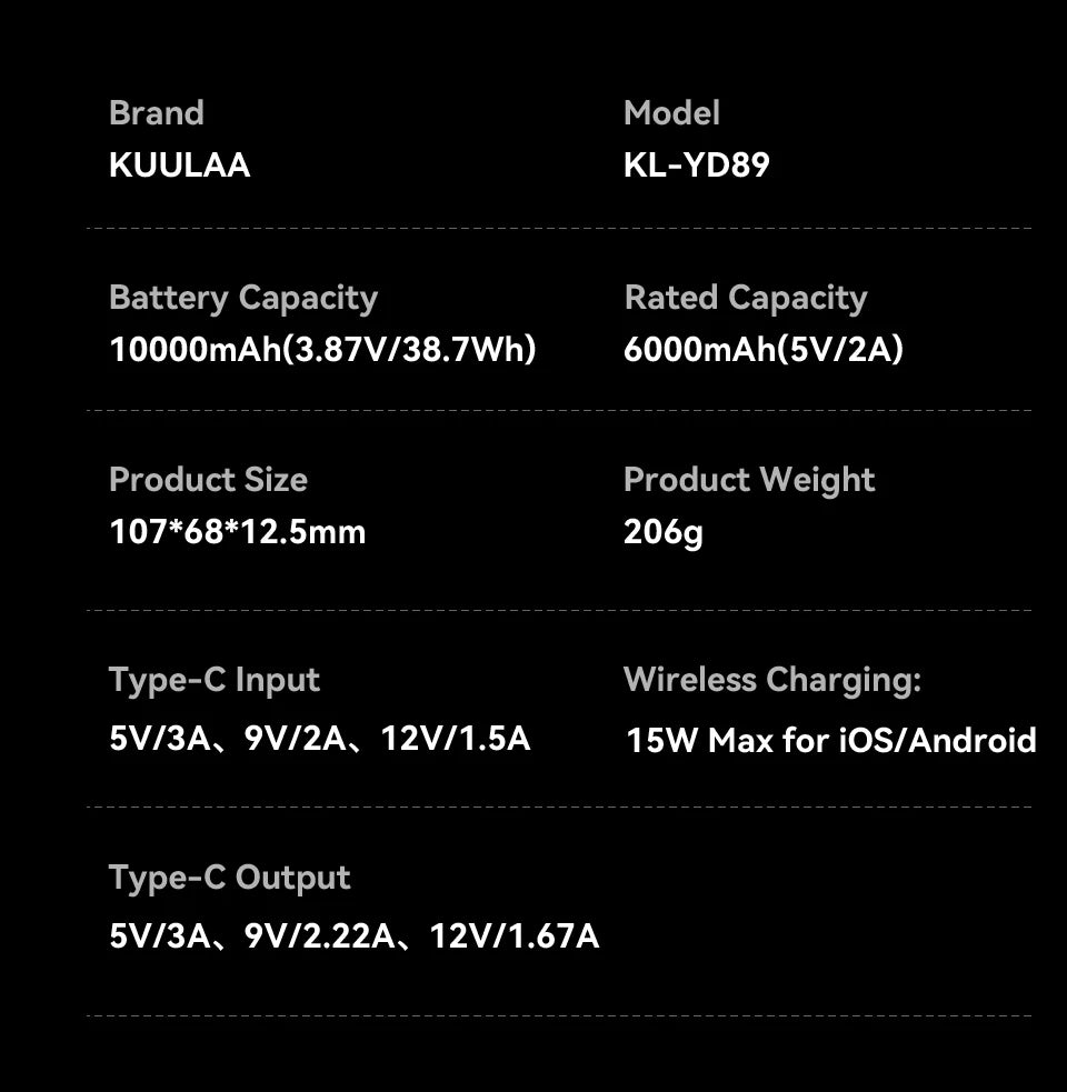 KUULAA Qi2 Magnetic Power Bank 10000mAh PD20W Portable Charger Wireless External Battery for iPhone17 16 15 14 Pro Max Powerbank
