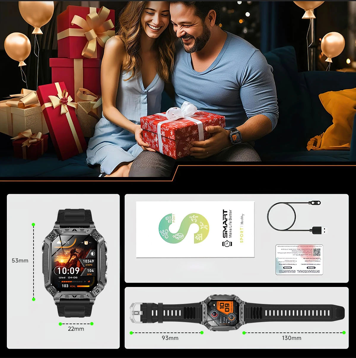 2026 New Built-in 1400mAh Super Large Battery Men Smart Watch Outdoor GPS 2.01"AMOLED Screen 10ATM Waterproof BT Call Smartwatch