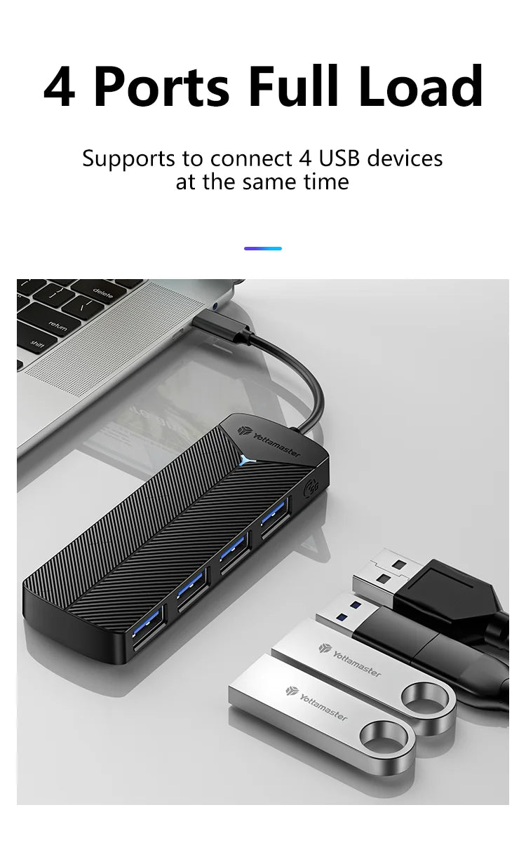Yottamaster 5Gbps 4-in-1 USB3.0 Hub USB HUB Adapter Expansion Dock Ultra-Slim OTG Adapter Type C For PC iOS Computer Accessorie
