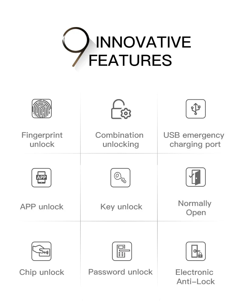 2026 New Smart Door Lock With Bluetooth Compatible Tuya APP Digital Electronic Lock Smart Home Wooden Door Lock Fingerprint