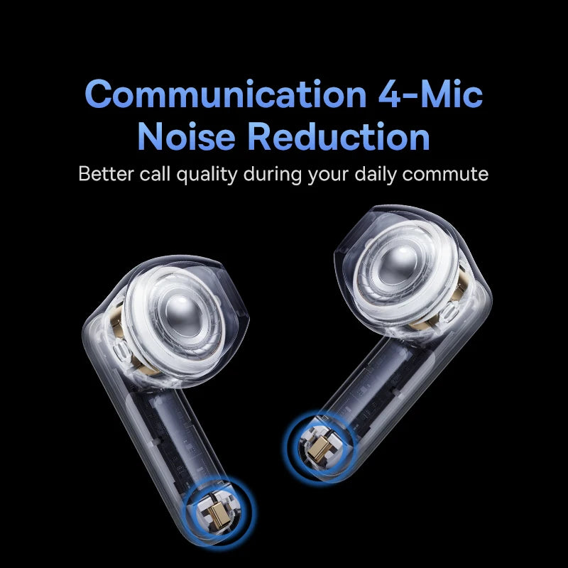 Baseus Bowie E5x True Wireless Earbuds Bluetooth 5.3 Semi-in-Ear Earphones 4-Mic AI ENC 25H Playtime Ear buds