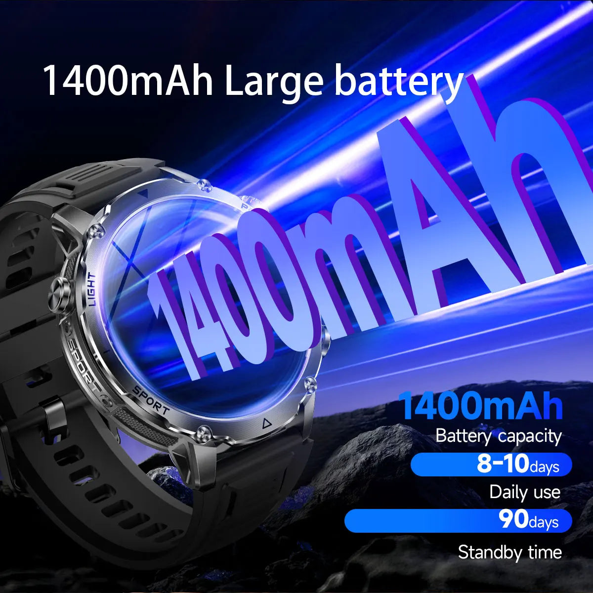 2026 New Military TANK SmartWatch Bluetooth call 10ATM Waterproof 1400mAh Battery Heart rate monitoring Outdoor Sports Watch Men