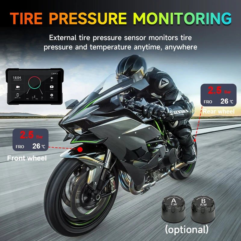 Jansite 5/7 inch Motorcycle Carplay Screen GPS Navigation Wireless Carplay Android Auto Dual Bluetooth IPX7 Waterproof Display
