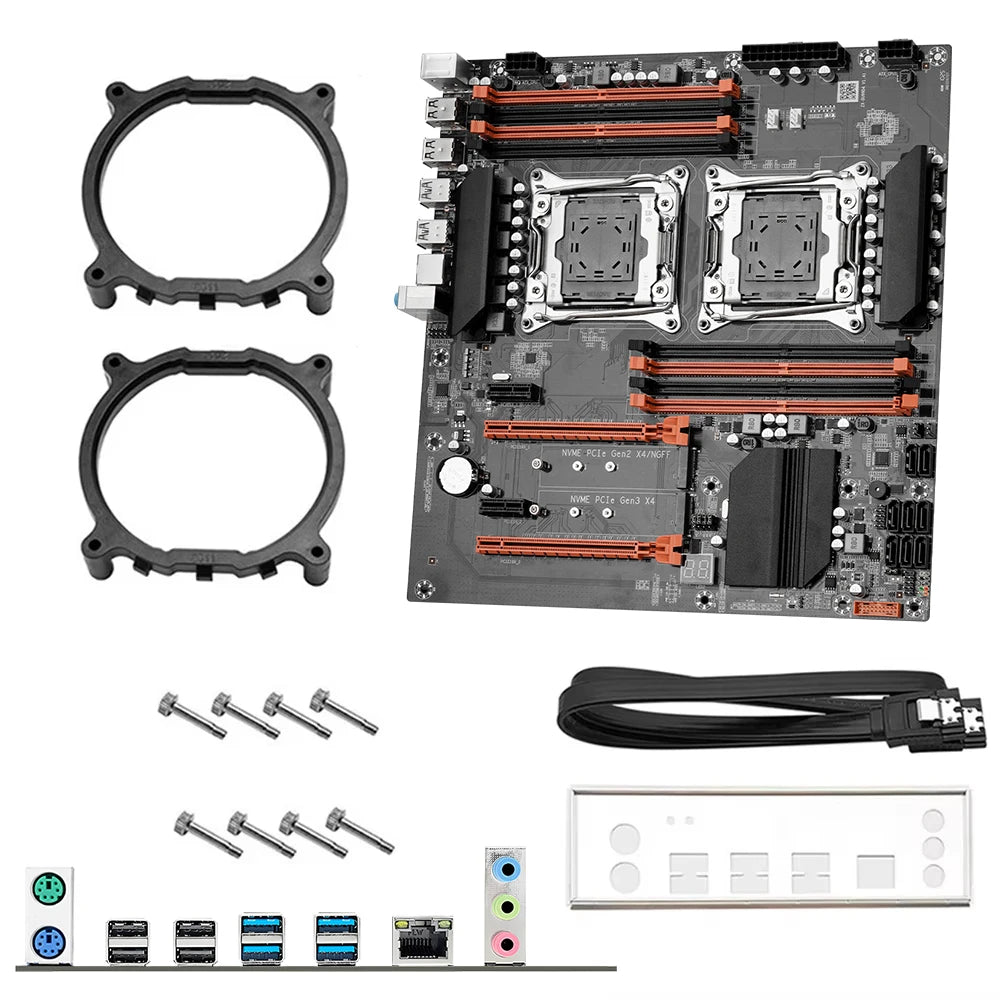 SOYO X99 Dual CPU Gaming Motherboard Set lntel Xeon E5 2680 V4&DDR4 64GB (4*16GB) LGA2011-3 M.2 NVME for Server Computer Host