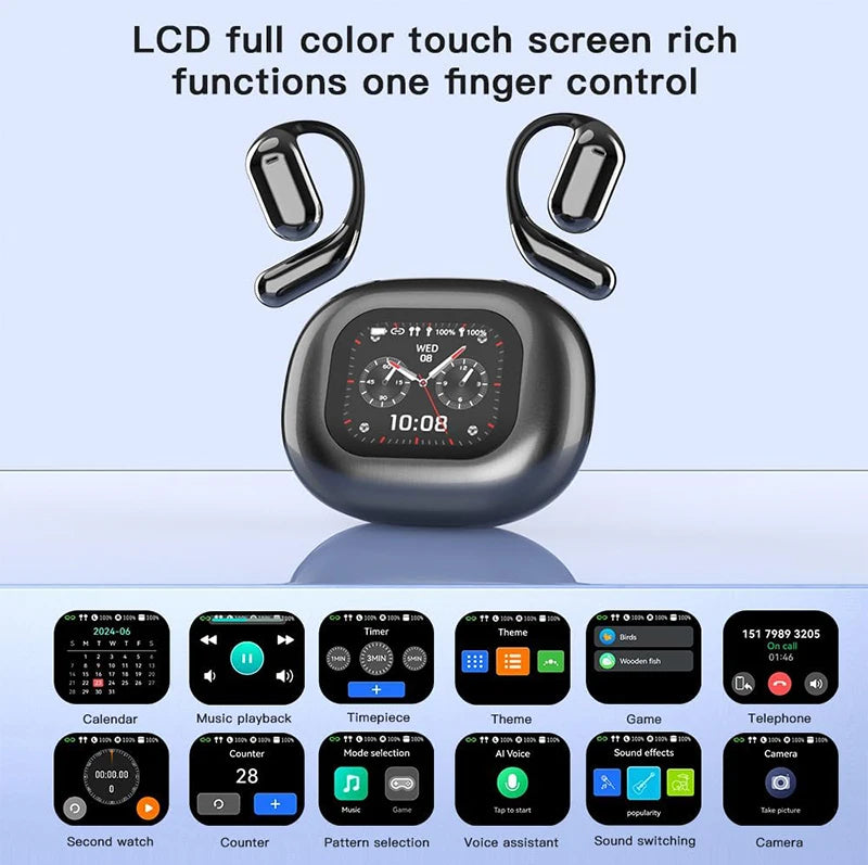 UYUXIO Real Time Translation Wireless Earbuds with 144 Language OWS LCD Touch Screen Earphone AI Language Headphone for Business