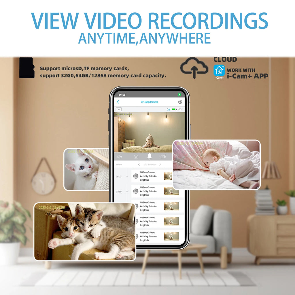 Mini 4G SIM/ WIFI Indoor Security Built-in Battery Power Wide Angle Humanoid Detection CCTV Home Surveillance Network IP Camera