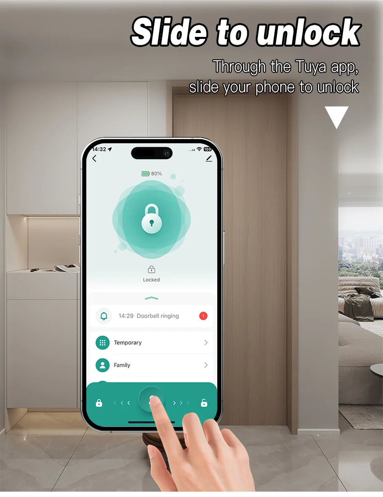 2026 New Smart Door Lock With Bluetooth Compatible Tuya APP Digital Electronic Lock Smart Home Wooden Door Lock Fingerprint