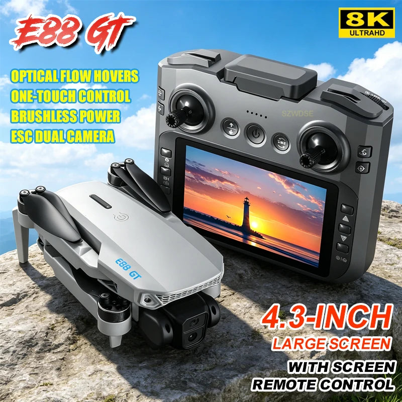 2026 E88 PRO RC Toy Mini Drone With 4.3 Inch Screen Drones HD Camera WiFi FPV Height Maintain FPV Quadcopter Beginner Drone
