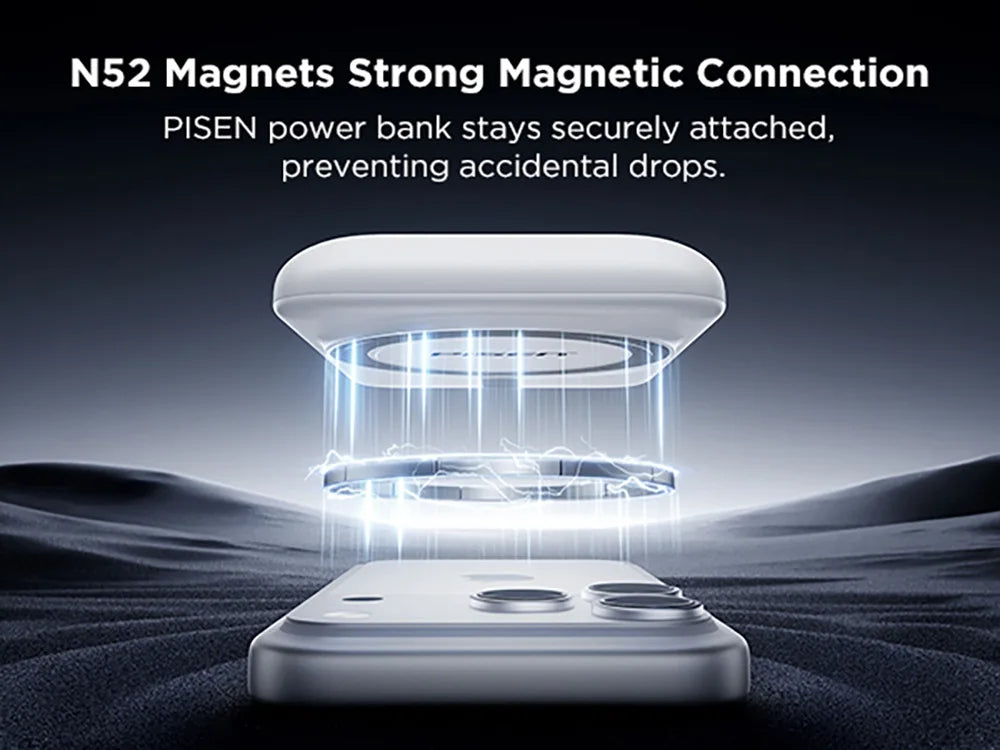 PISEN Magnetic Wireless Power Bank 5000mAh With Foldable Stand Fast Charging Portable Charger Bank For MagSafe iPhone Samsung