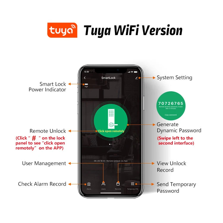 Smart WiFi Door Lock Waterproof Tuya Face Recognition Fingerprint RFID Card Password APP Control Rechargeable Li-Battery Include