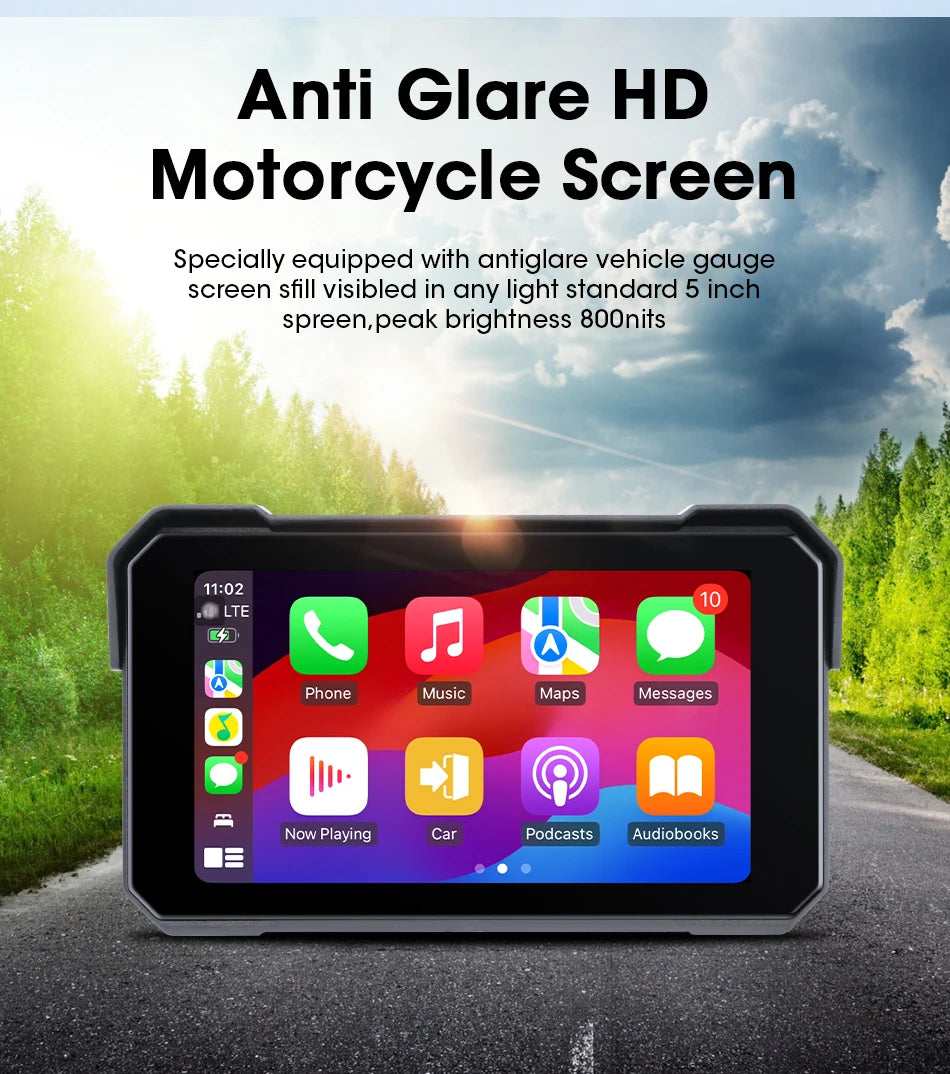 Jansite Motorcycle Display Screen Carplay Moto Navigation Portable Digital Dashboard Motobike Android Auto Waterproof BT Monitor