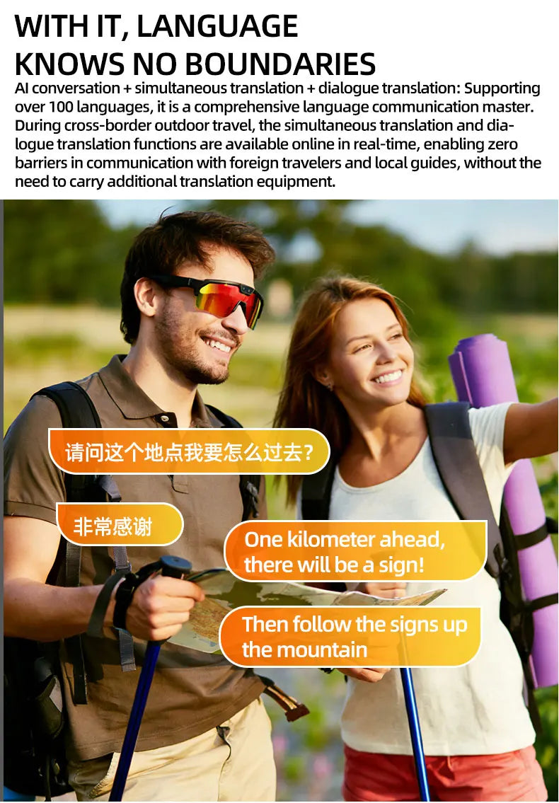 2026 New AI Sport Cycling Smart Glasses 80MP Camera 1200P HD Video Bluetooth 5.3WiFi Open Ear Riding Speaker Real-Time Translate