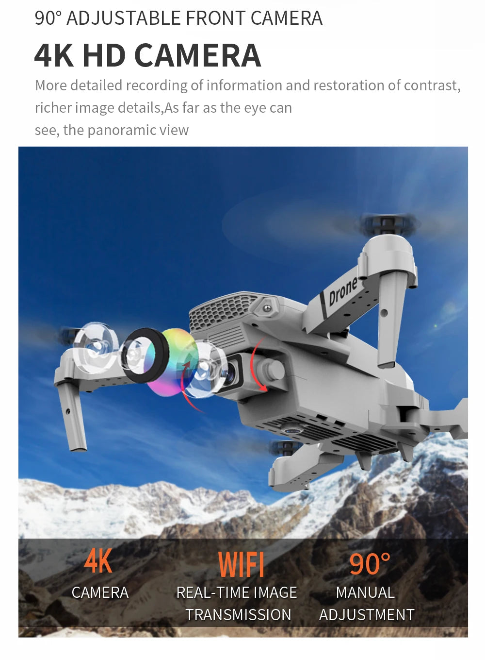 Hot Selling E88 Professional Mini RC Drone 4K Camera FPV Wifi Remote Control Toys for Beginners Quadcopter with HD Camera
