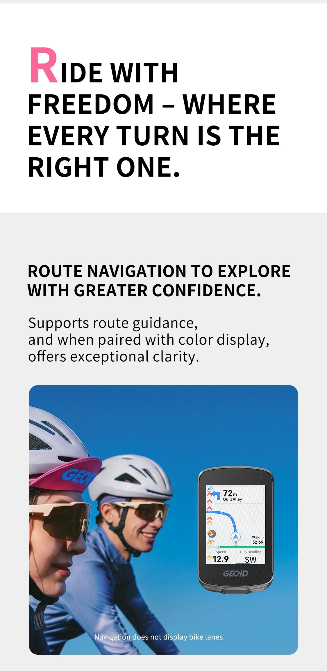 GEOID CC700 Bike Computer Wireless Color Screen ANT+ WIFI Bicycle Speedometer IPX7 Waterproof Route Navigation Cycling Odometer