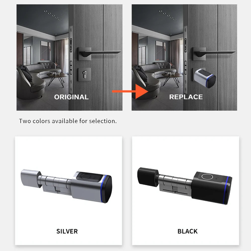 RAYKUBE L31 Tuya BLE Smart Fingerprint Electronic Door Lock Cylinder Lock With Tuya/ Smart Life APP Keys IC Card/NFC Unlock