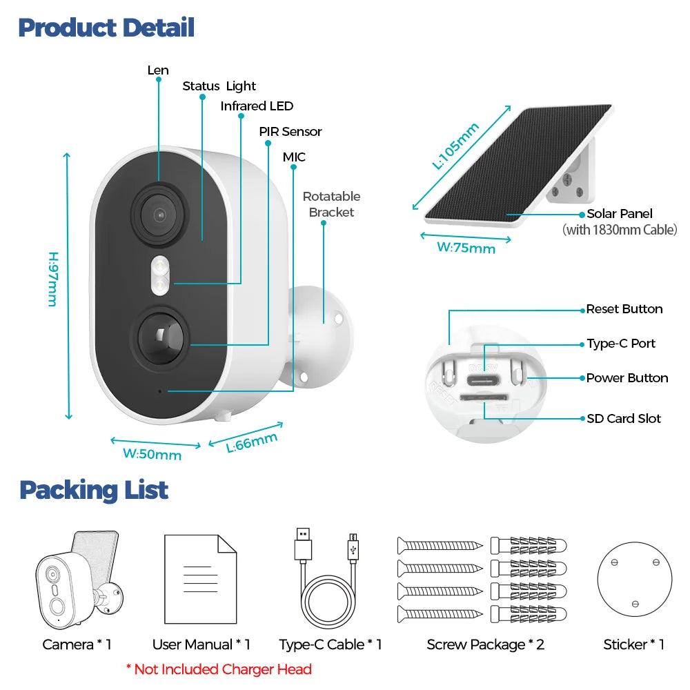 ALEVIO 2.5K Outdoor Solar Surveillance Camera WiFi Wireless Security Camera Ultra Standby AI Detection Color Vision Battery Cam