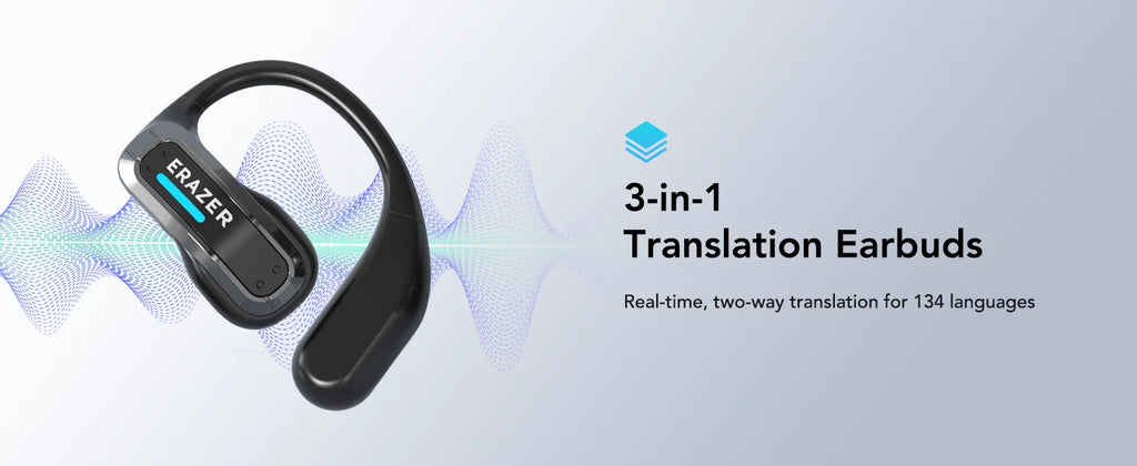 ERAZER X8 AI Translator Earbuds Gaming Bluetooth 5.4 Wireless Headphones Low latency HD Call Earphones with Mic Waterproof