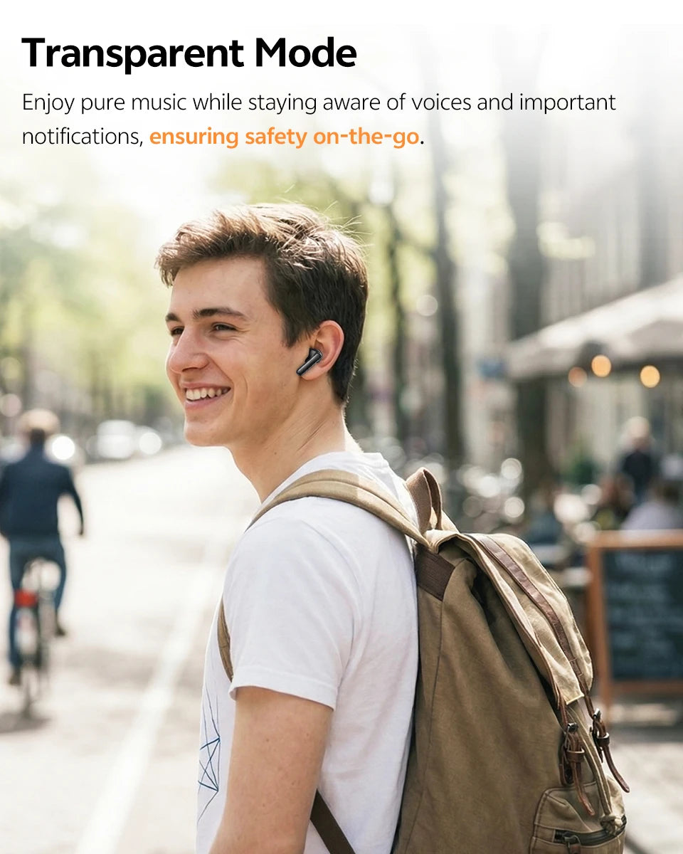 QCY T13 Pro HT23 Adaptive ANC Wireless Earbuds 13mm Drivers Powerful Bass 50dB Hybrid ANC Bluetooth 6.0 Earphones 6 Mics ENC 47H