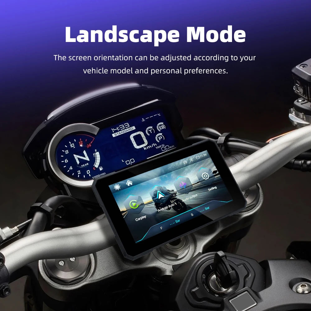 EKIY 5.0 inch Portable Digital Dashboard Motorcycle Navigation GPS Removable Display Screen Wireless CarPlay Moto Android Auto