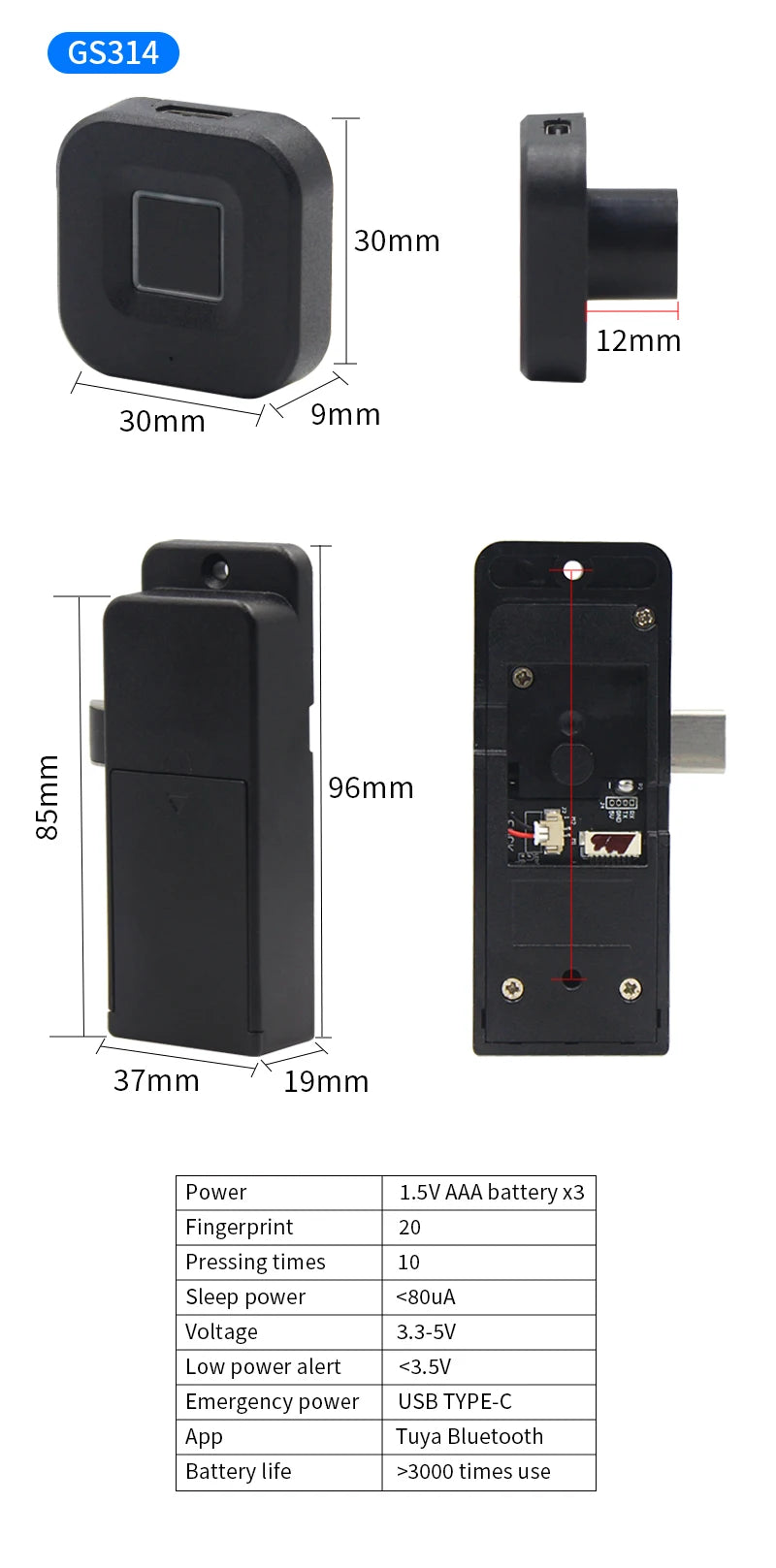 Smart Fingerprint Drawer Lock Tuya APP Electric Keyless Invisible Sensor Lock 13.56Mhz IC Card Unlock No Hole Cabinet Furniture