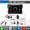2024 Motorcycle GPS Navigation 2K HD Recorder Wireless CarPlay Android Auto Multimedia Player IP67 Waterproof Screen Bluetooth