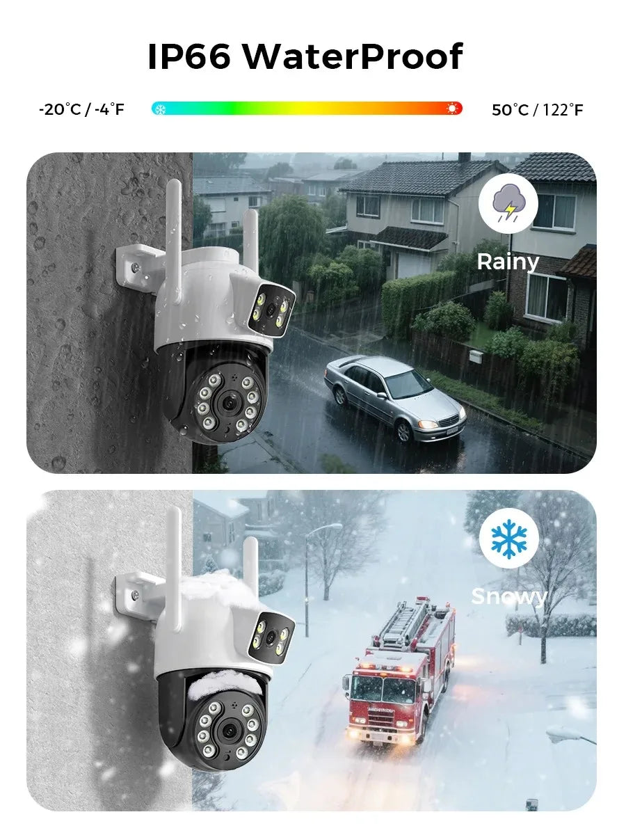 4K 8MP WiFi Surveillance Camera Dual Lens 10X Zoom PTZ IP Camera Auto Tracking Audio Video ONVIF Security CCTV Camera YOOSEE
